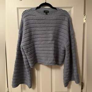 TOPSHOP bell-sleeve sweater, light blue, sz 4-6